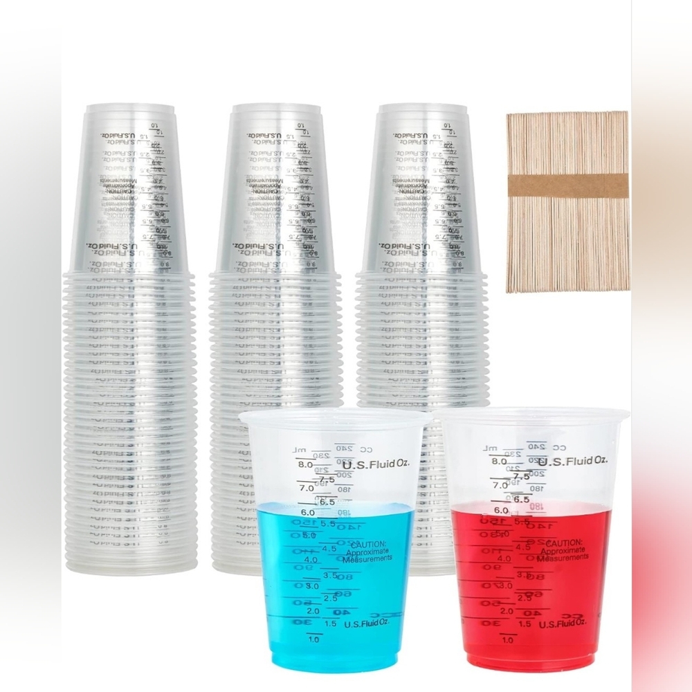 Pack Plastic Disposable Measuring Cups With Wooden Sticks Pack Of 15 For Resin